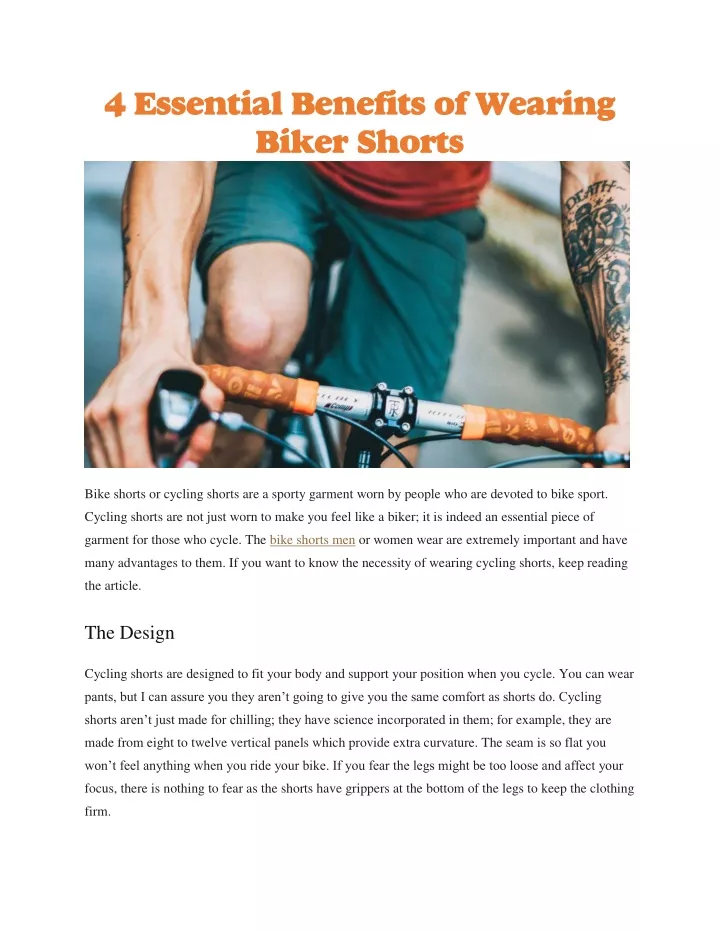 4 essential benefits of wearing biker shorts