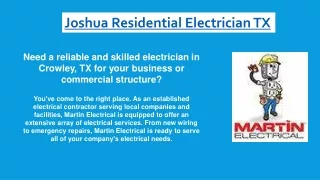Joshua Residential Electrician TX