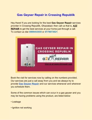 Top Gas Geyser Repair in Crossing Republik