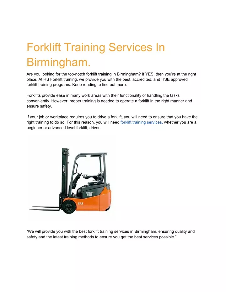 forklift training services in birmingham