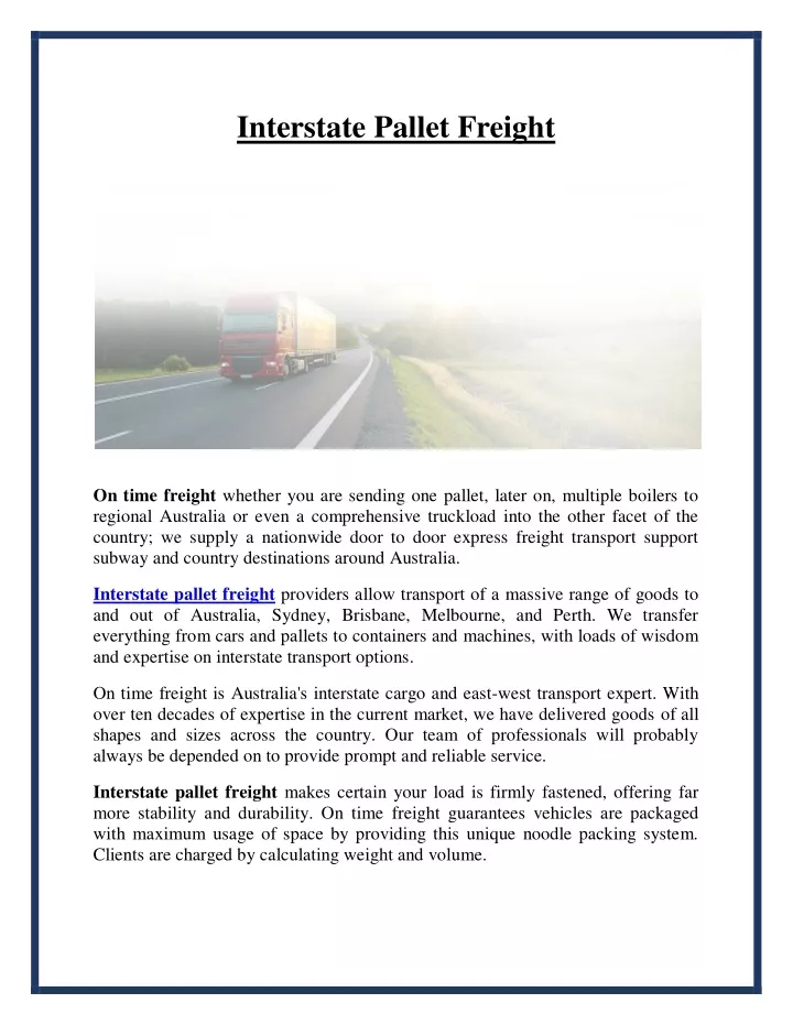 interstate pallet freight