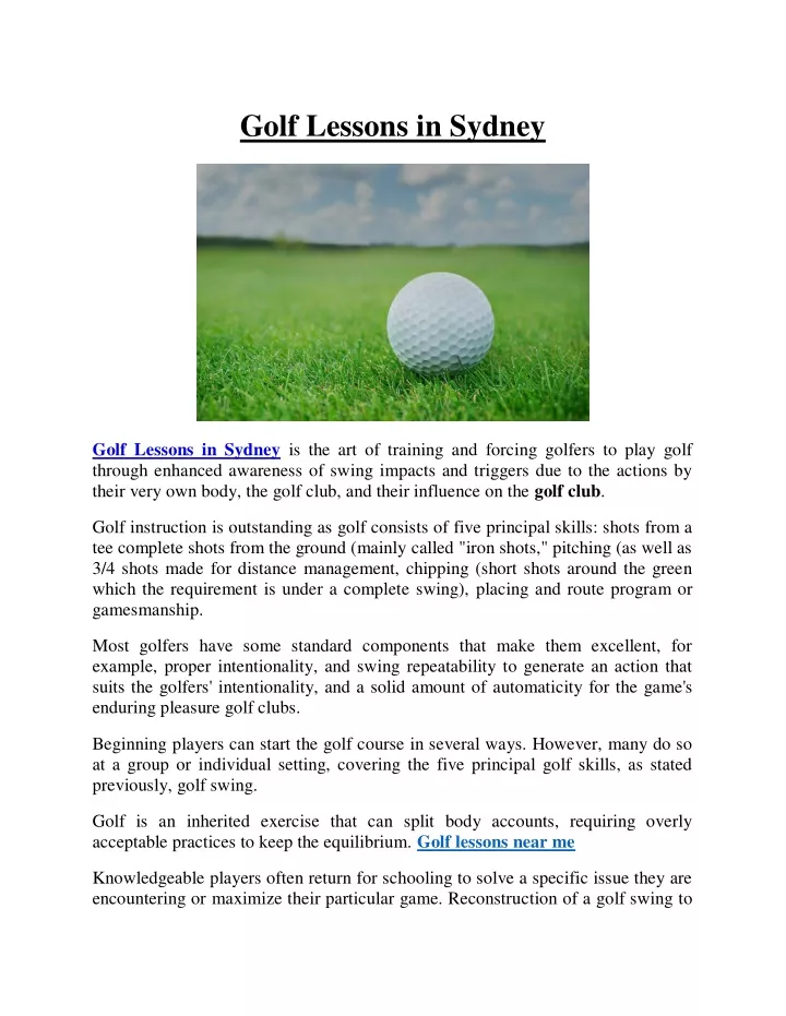 golf lessons in sydney