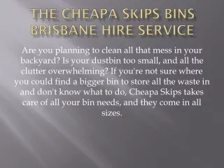 the cheapa skips bins brisbane hire service