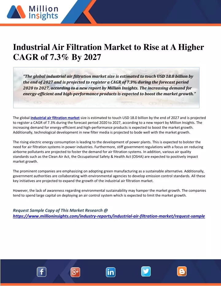 industrial air filtration market to rise