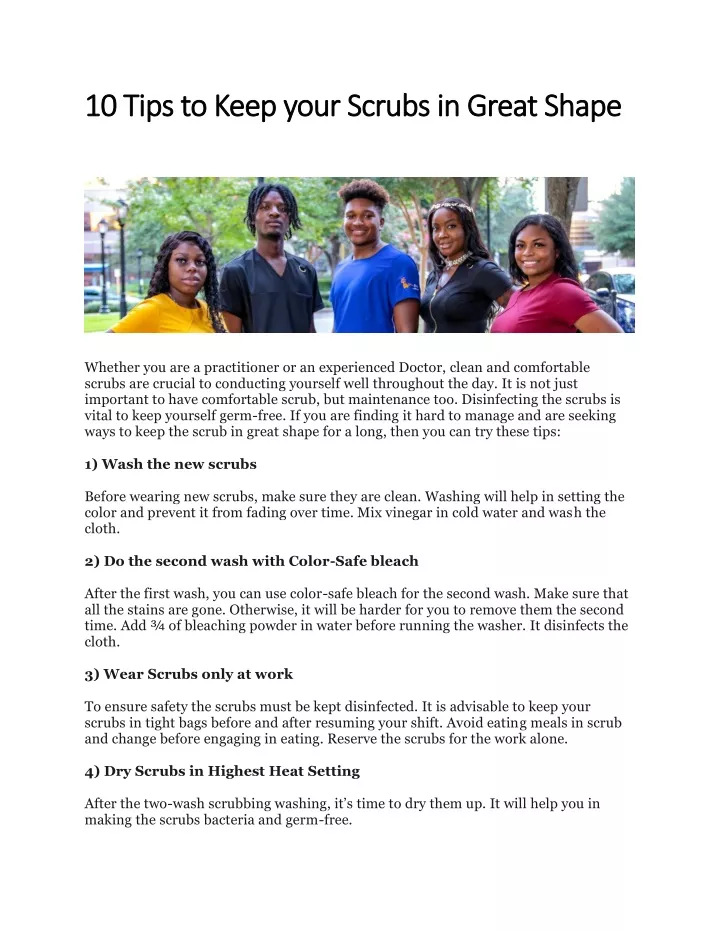 10 tips to keep y 10 tips to keep your scrubs