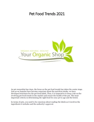 Pet Food Trends 2021