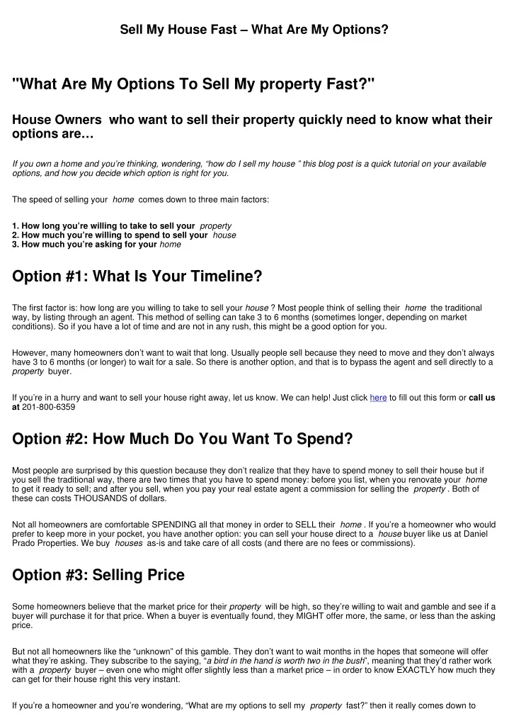 sell my house fast what are my options