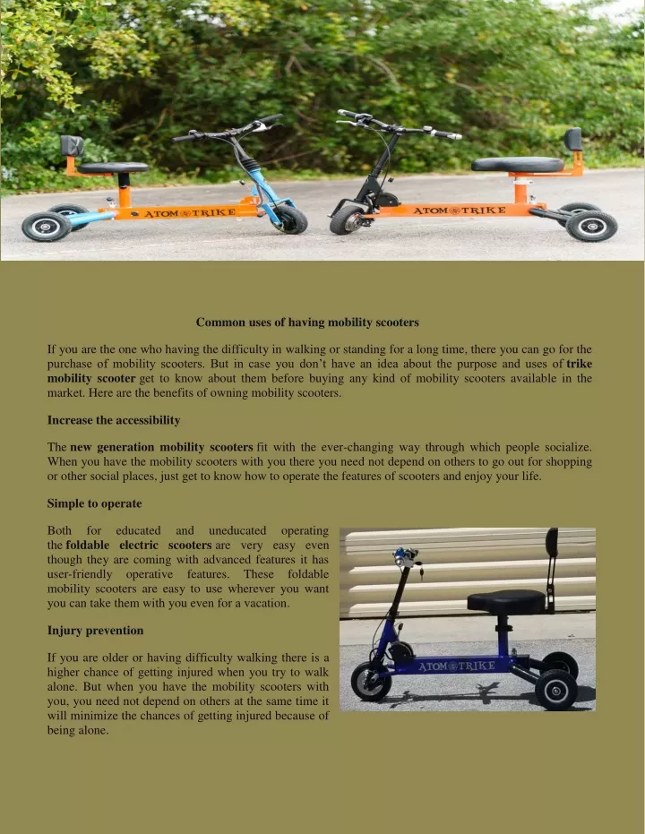 common uses of having mobility scooters