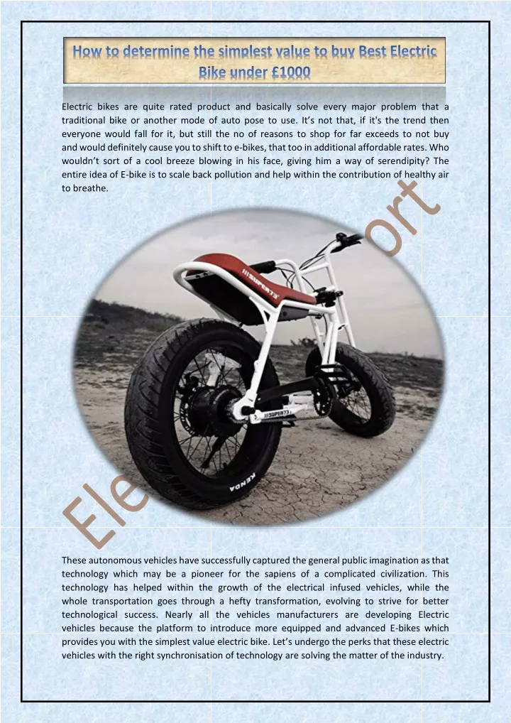 electric bikes are quite rated product