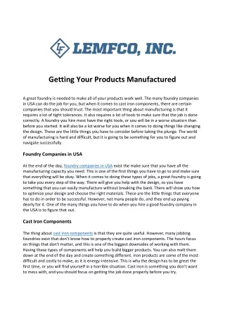 getting your products manufactured