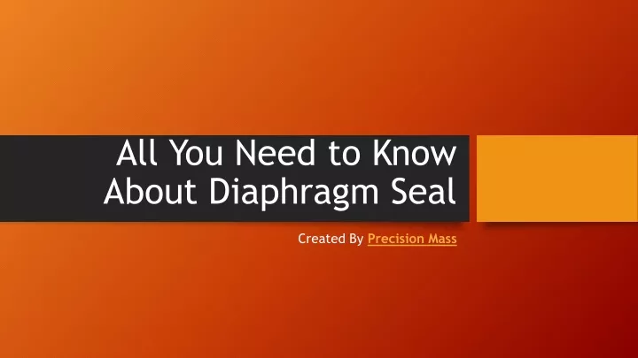 all you need to know about diaphragm seal