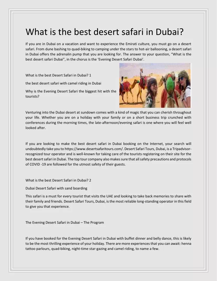 what is the best desert safari in dubai