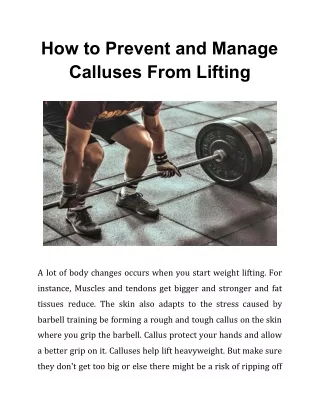 how to prevent and manage calluses from lifting