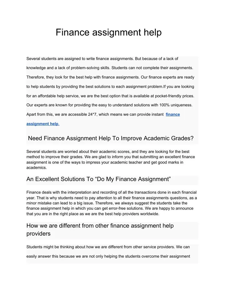 finance assignment help