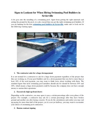 signs to lookout for when hiring swimming pool