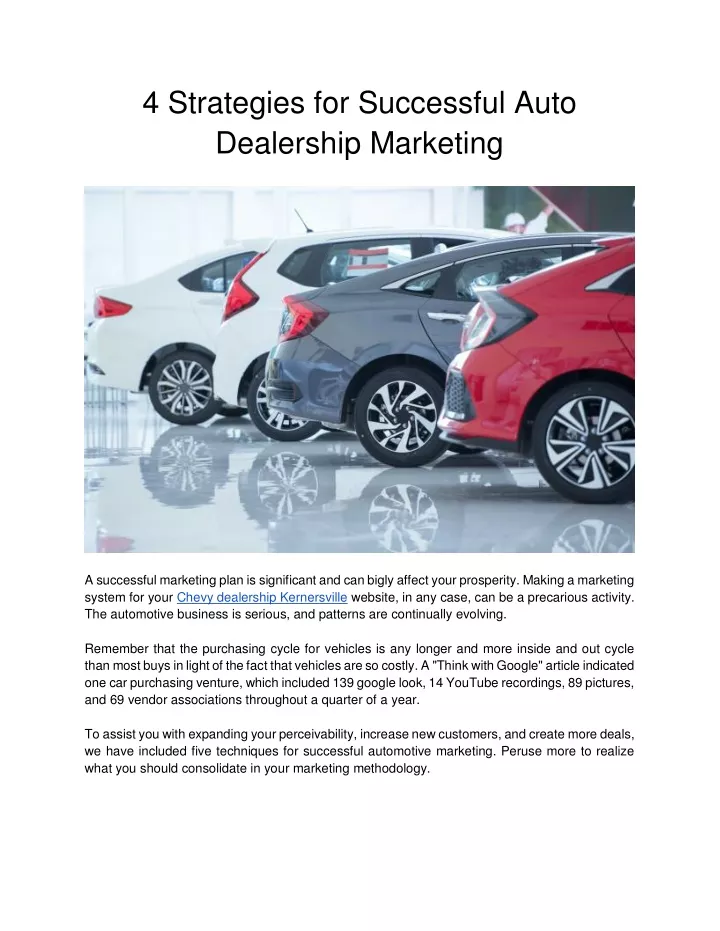 4 strategies for successful auto dealership