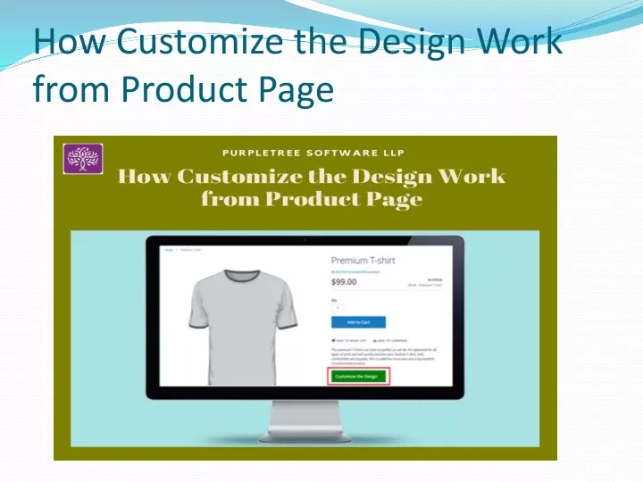 how customize the design work from product page