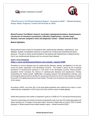 blood pressure test market research report