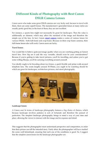 different kinds of photography with best canon