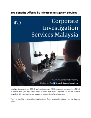 top benefits offered by private investigation