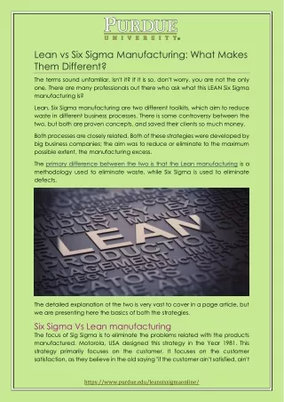Lean vs Six Sigma Manufacturing: What Makes Them Different?