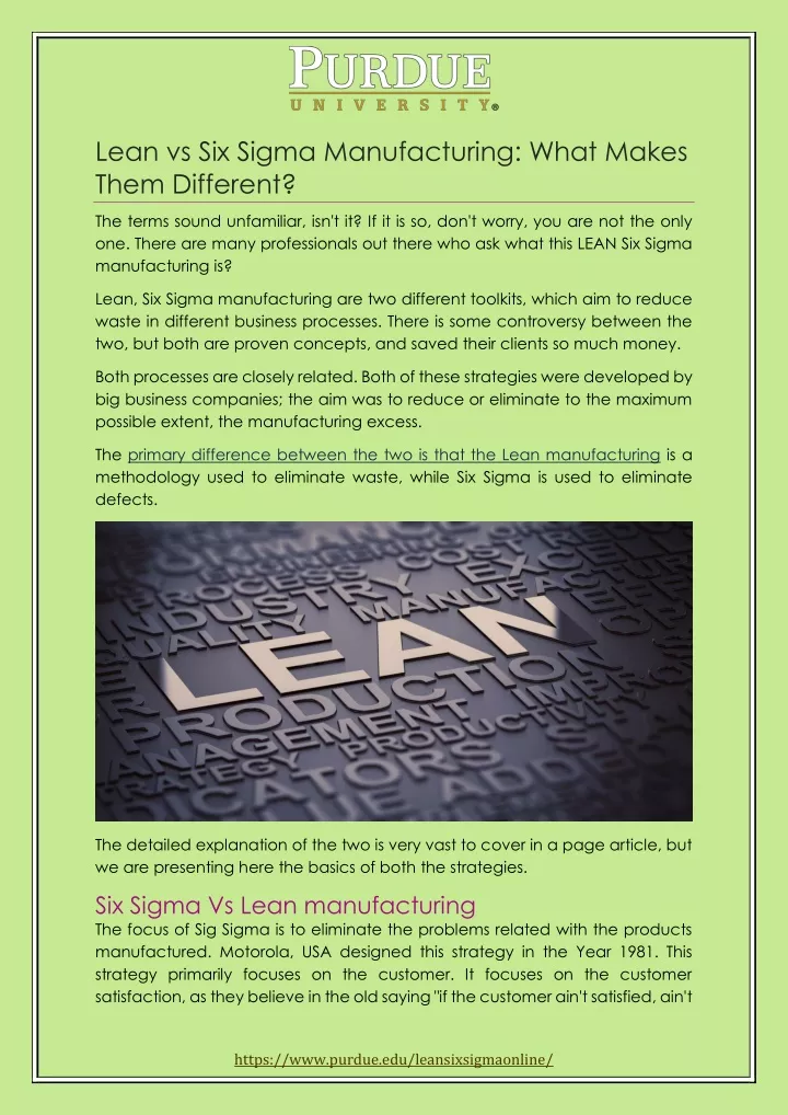 lean vs six sigma manufacturing what makes them