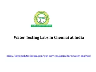 Water Testing Labs in Chennai at India