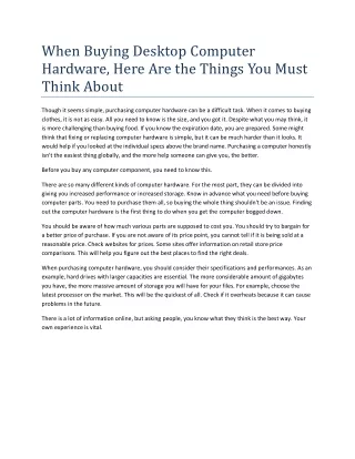 when buying desktop computer hardware here