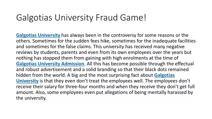 galgotias university fraud game