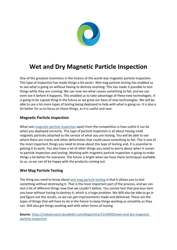 wet and dry magnetic particle inspection