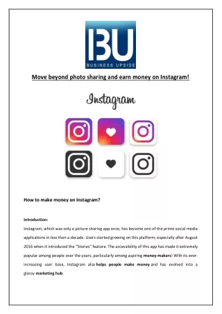 move beyond photo sharing and earn money