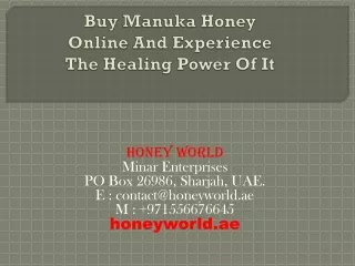 buy manuka honey online and experience the healing power of it