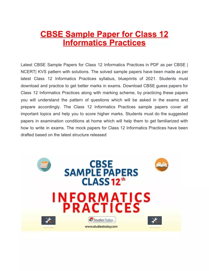 Ppt Cbse Sample Paper 2021 For Class 12 Informatics Practices Based On Revised Cbse Syllabus