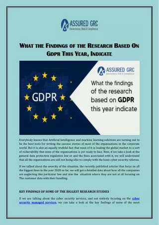 WHAT THE FINDINGS OF THE RESEARCH BASED ON GDPR THIS YEAR, INDICATE