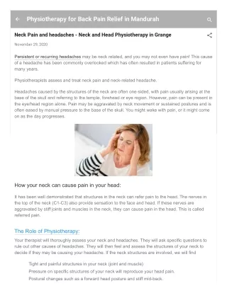 Neck Pain and headaches - Neck and Head Physiotherapy in Grange