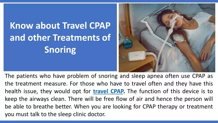 know about travel cpap and other treatments