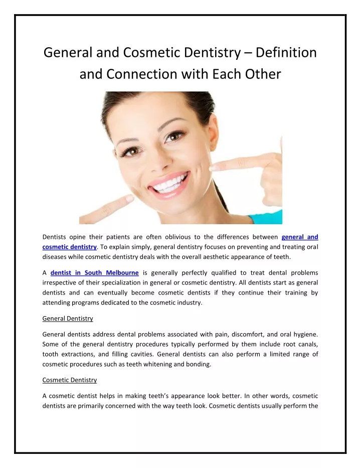 general and cosmetic dentistry definition