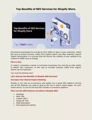 top benefits of seo services for shopify store