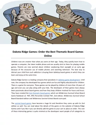 Dakota Ridge Games: Order the Best Thematic Board Games Online