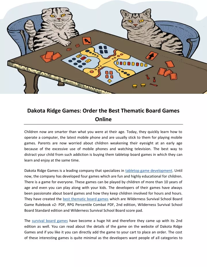 dakota ridge games order the best thematic board