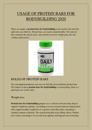 Best Protein Bars for Bodybuilding 2020