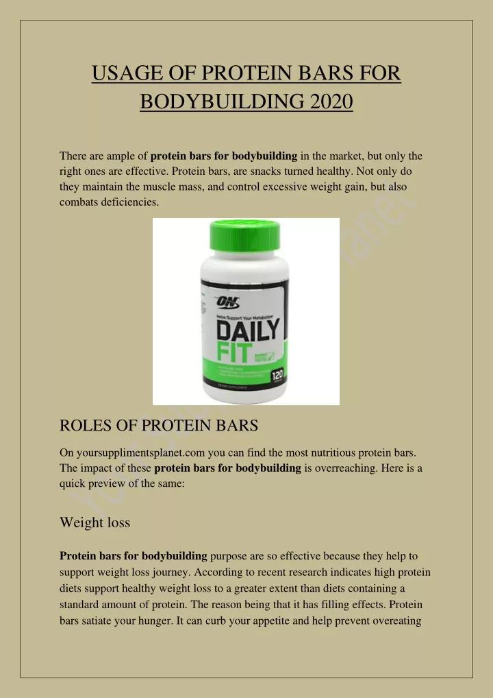 usage of protein bars for bodybuilding 2020