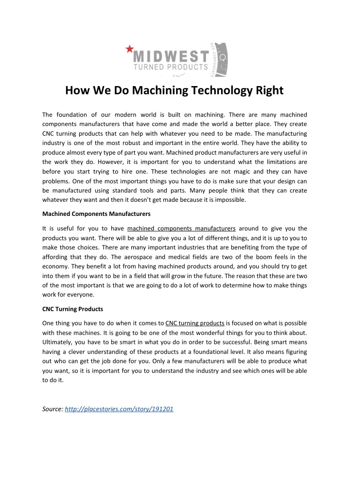 how we do machining technology right