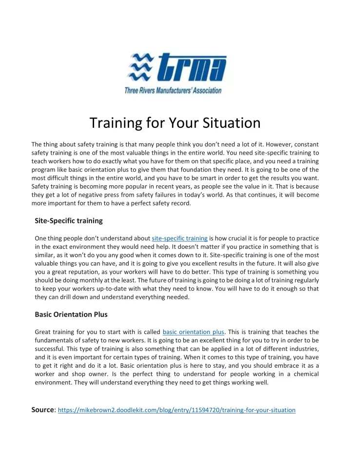training for your situation