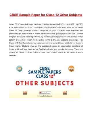 cbse sample paper for class 12 other subjects