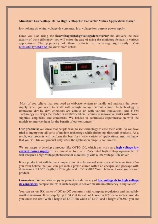 miniature low voltage dc to high voltage