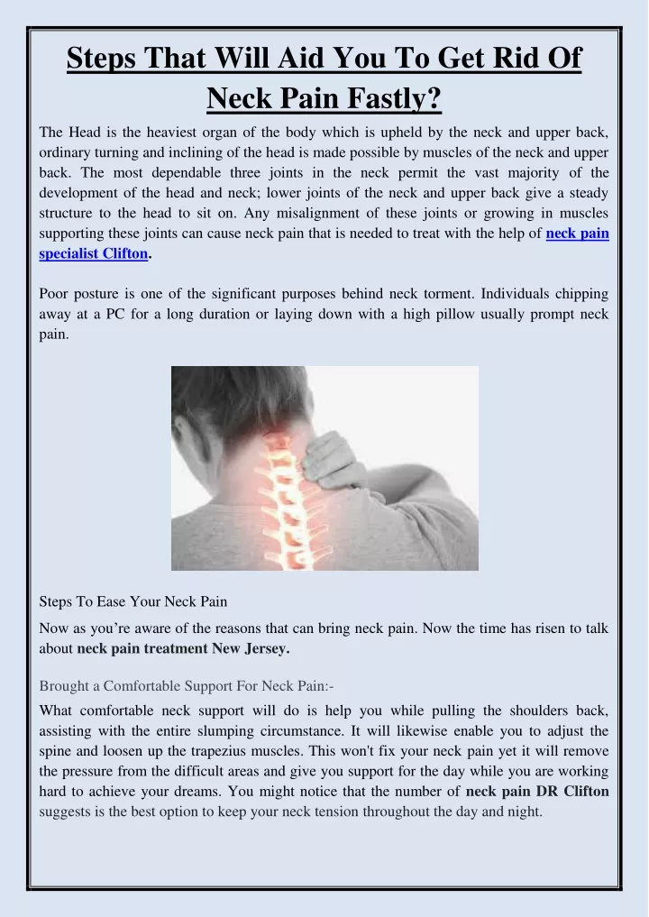 steps that will aid you to get rid of neck pain
