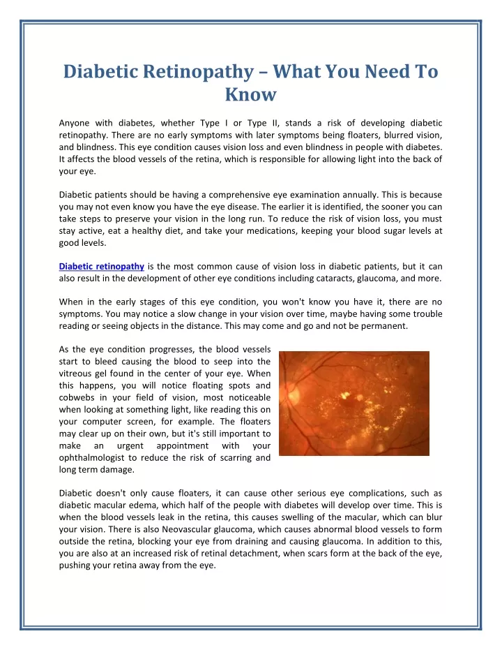 diabetic retinopathy what you need to know