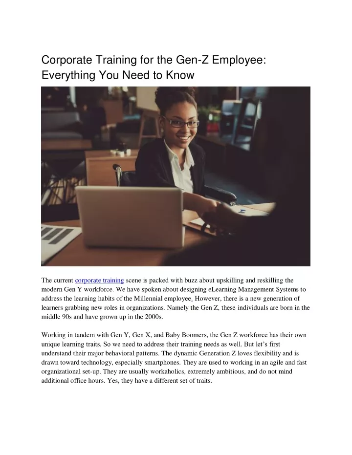 corporate training for the gen z employee