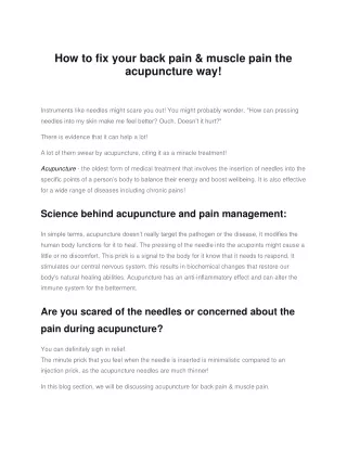 How to fix your backpain & muscle pain the acupuncture way!